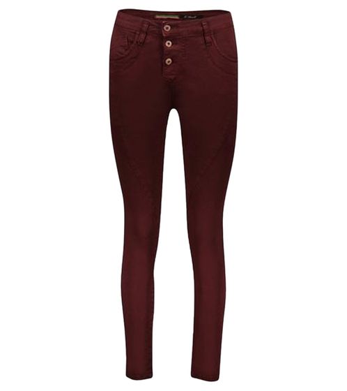 PLEASE Women's Cotton Jeans, Fashionable Denim Pants, Slim Fit, 14360933, Bordeaux Red