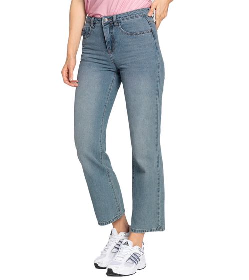 Jean évasé 5 poches DELMAO pour femme, pantalon en coton, bleu clair 53374454