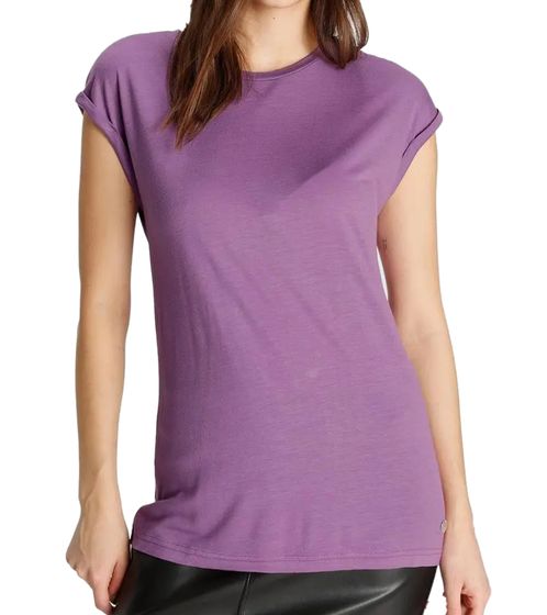 T-shirt basique Tamaris pour femme, simple et élégant, manches courtes, 95254023 Violet