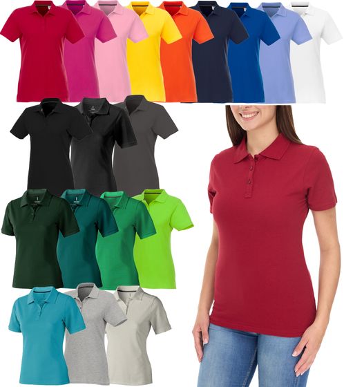 ELEVATE Helios Women's Polo Shirt, Cotton Pique Knit Polo Shirt, 180 g/m², 38107 in White, Red, Blue, Yellow, Pink, Orange, Green, Gray, Beige, or Black