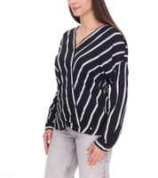 Camicetta avvolgente a righe da donna AjC, camicetta estiva leggera, camicetta casual con abbottonatura, 29937205 Nero/Bianco