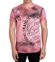 Herren T-Shirt mit plakativem Frontprint Baumwoll-Shirt Rundhals-Shirt R-15045 Rot Herren T-Shirt mit plakativem Frontprint Baumwoll-Shirt Rundhals-Shirt R-15045 Rot