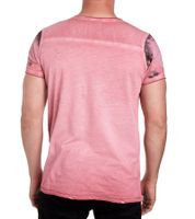 Herren T-Shirt mit plakativem Frontprint Baumwoll-Shirt Rundhals-Shirt R-15045 Rot Herren T-Shirt mit plakativem Frontprint Baumwoll-Shirt Rundhals-Shirt R-15045 Rot