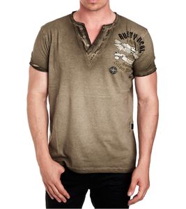 Herren Shirt im Vintage-Stil Commander Print Kurzarm-Shirt Rundhals Baumwoll-Shirt R-15046 Khaki Herren Shirt im Vintage-Stil Commander Print Kurzarm-Shirt Rundhals Baumwoll-Shirt R-15046 Khaki