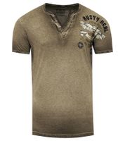 Herren Shirt im Vintage-Stil Commander Print Kurzarm-Shirt Rundhals Baumwoll-Shirt R-15046 Khaki Herren Shirt im Vintage-Stil Commander Print Kurzarm-Shirt Rundhals Baumwoll-Shirt R-15046 Khaki