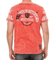 Herren T-Shirt mit plakativem Frontprint Baumwoll-Shirt Rundhals-Shirt R-15292 Rot