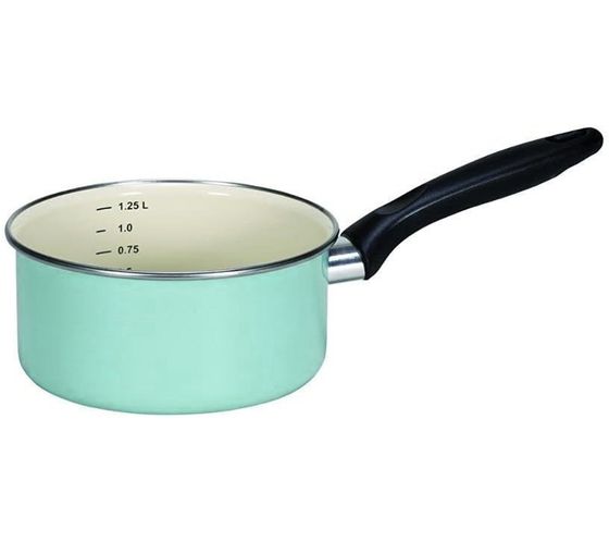 KRÜGER Sylt Kasserolle 1-Teilig aus hochwertiger Emaille Stiel-Topf Spülmaschinenfest für alle Herdarten geeignet 16cm 1,25 Liter Mint-Grün