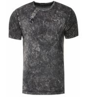 T-shirt da uomo con stampa frontale di grande impatto, in cotone, girocollo R-15291 Grigio