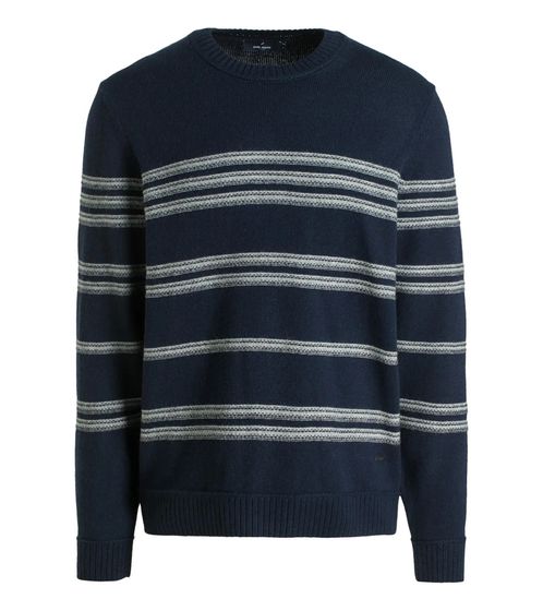 DANIEL HECHTER Herren Strick-Pullover aus weichem Woll-Mix Sweater mit Streifen 44976529 Blau