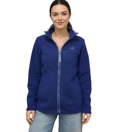 MAUI SPORTS Women's Fleece Jacket with Stand-Up Collar, Transition Sweater, Blue MAUI SPORTS Women's Fleece Jacket with Stand-Up Collar, Transition Sweater, Blue