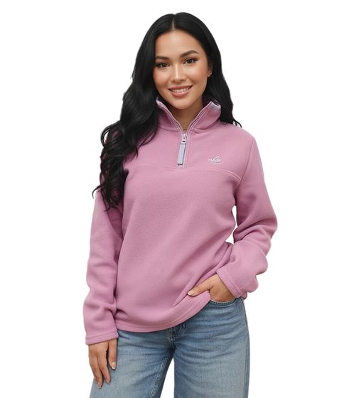 MAUI SPORTS Women's Fleece Sweater with Stand-Up Collar, Transitional Sweater, Pink MAUI SPORTS Women's Fleece Sweater with Stand-Up Collar, Transitional Sweater, Pink