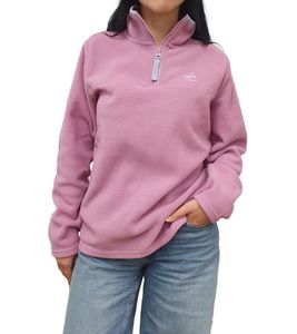 MAUI SPORTS Damen Fleece-Sweater mit Stehkragen Troyer Übergangs-Pullover Sweater Rosa