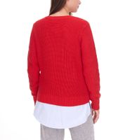 DELMAO Damen Stick-Pullover mit Blusensaum Langarm-Sweater im 2in1-Look 44176718 Rot