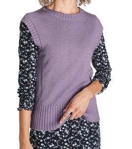 Tamaris Damen Strick-Pullunder mit Rundhals-Ausschnitt Sommer-Shirt 88059911 Lila
