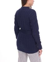 Cardigan lungo da donna DELMAO in maglia con laccetto 62658830 blu navy