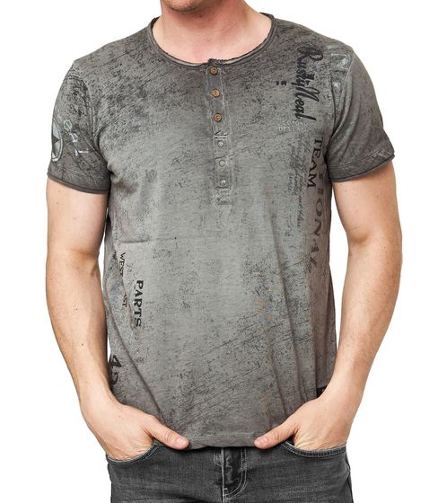 T-shirt da uomo con stampa laterale, maglietta in cotone, maglietta a maniche corte alla moda R-15243 Grigio