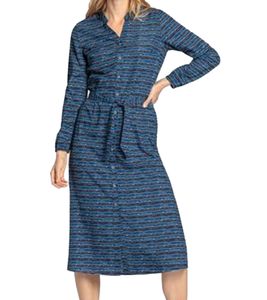 DELMAO Damen Blusenkleid Sommer-Bluse mit Marken-Schriftzug Langarm-Shirt 47783738 Blau