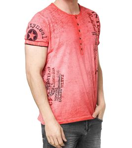 Camiseta de hombre con estampado lateral, camisa de algodón, camisa de manga corta de moda R-15243 Rojo