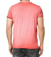 T-shirt da uomo con stampa laterale, maglietta in cotone, maglietta a maniche corte alla moda R-15243 Rosso