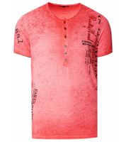 T-shirt da uomo con stampa laterale, maglietta in cotone, maglietta a maniche corte alla moda R-15243 Rosso