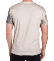 Camiseta de hombre con estampado de diamantes de imitación, de algodón, elegante, de manga corta, R-15163, beige