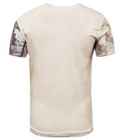Camiseta de hombre con estampado de diamantes de imitación, de algodón, elegante, de manga corta, R-15163, beige