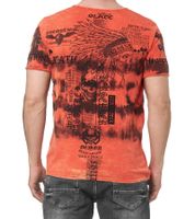 Men's T-shirt in a rock design. Cotton shirt with toggle closure at the neck. Round neck shirt R-15265 Red.