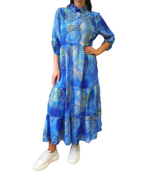 Robe tunique Curvy Lady pour femme, robe longue légère à imprimé floral, 44592794, bleu/multicolore