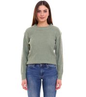 Jersey de punto de mujer Tamaris con botones decorativos en el hombro, jersey de cuello redondo 74057903 Verde Jersey de punto de mujer Tamaris con botones decorativos en el hombro, jersey de cuello redondo 74057903 Verde