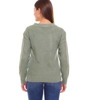 Jersey de punto de mujer Tamaris con botones decorativos en el hombro, jersey de cuello redondo 74057903 Verde Jersey de punto de mujer Tamaris con botones decorativos en el hombro, jersey de cuello redondo 74057903 Verde