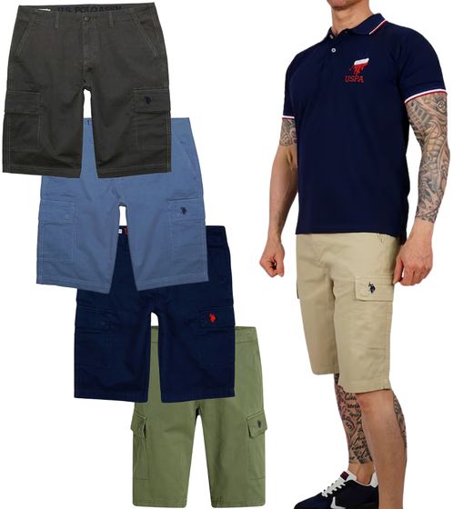 U.S. POLO ASSN. Herren Freizeit-Cargo Shorts leichte Freizeit-Shorts mit U.S. Polo Stickerei kurze Hose 143 68147 52661 in Khaki, Blau, Beige oder Grau