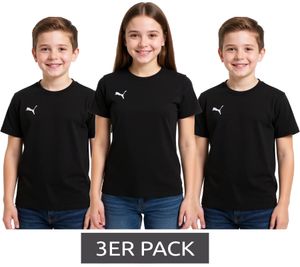 Confezione da 3 t-shirt sportive casual PUMA TeamGoal 23 per bambini e bambine, in cotone con logo ricamato, 656709 03, nero Confezione da 3 t-shirt sportive casual PUMA TeamGoal 23 per bambini e bambine, in cotone con logo ricamato, 656709 03, nero