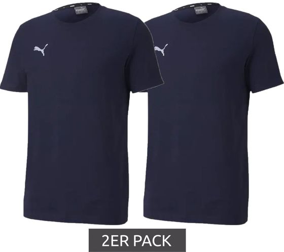 2er Sparpack PUMA TeamGoal 23 Jungen & Mädchen Sport-Shirt Baumwoll-Shirt mit Logo-Patch T-Shirt 656709 06 Dunkelblau