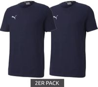 Lot de 2 t-shirts de sport PUMA TeamGoal 23 en coton avec patch logo pour garçon et fille (656709 06, bleu foncé)