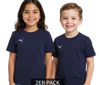 Lot de 2 t-shirts de sport PUMA TeamGoal 23 en coton avec patch logo pour garçon et fille (656709 06, bleu foncé) Lot de 2 t-shirts de sport PUMA TeamGoal 23 en coton avec patch logo pour garçon et fille (656709 06, bleu foncé)