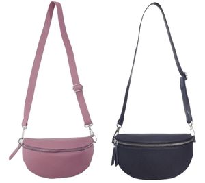 Borsa a tracolla da donna ZWILLINGSHERZ in vera pelle, borsa a tracolla con tracolla rimovibile, borsa da sera alla moda, 1416C blu navy o rosa antico