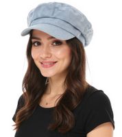 Denim-Style Newsboy Cap, Peaked Cap, Baker Boy Cap, Headwear, Summer Cap 4606M K248136 Blue