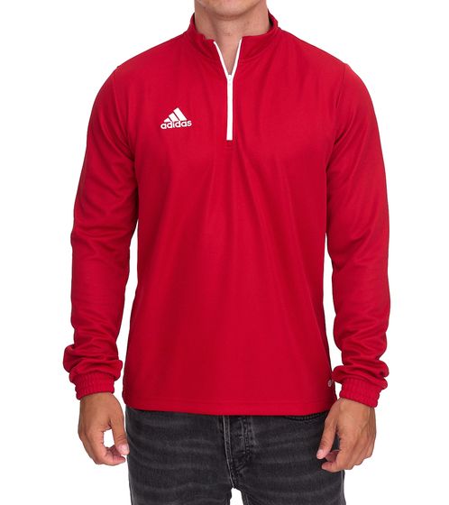 adidas Entrada 22 Halfzip Herren Trainings-Pullover nachhaltiges Sport-Shirt mit AEROREADY Technologie H57556 Rot