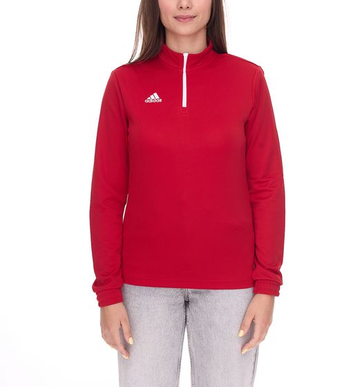 adidas Entrada 22 Damen nachhaltiger Sport-Pullover Trainings-Shirt mit AEROREADY Technologie Troyer-Pullover Langarm-Shirt H57551 Rot
