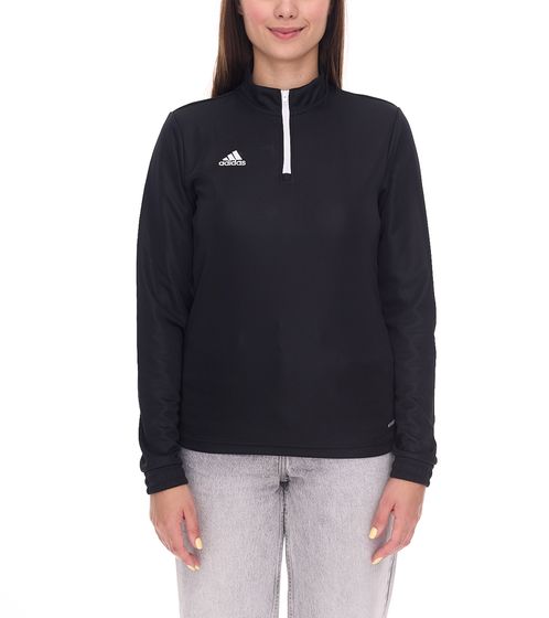 adidas Entrada 22 Damen nachhaltiger Sport-Pullover Trainings-Shirt mit AEROREADY Technologie Troyer-Pullover Langarm-Shirt H57541 Schwarz