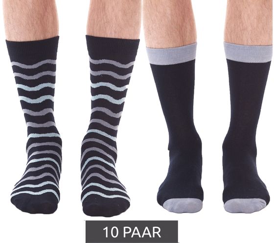 10 paia di calzini in cotone HEALTHY SEAS, calzini lunghi sostenibili realizzati con reti da pesca riciclate e cotone biologico, tinta unita e fantasia, blu scuro