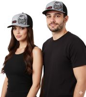 Miami Ink Base-Cap Wide Bill-Cap mit Totenkopf Stickerei Fan-Mütze Baumwoll-Cap FC106583MIK2 Grau/Schwarz