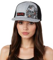 Miami Ink Base-Cap Wide Bill-Cap mit Totenkopf Stickerei Fan-Mütze Baumwoll-Cap FC106583MIK2 Grau/Schwarz