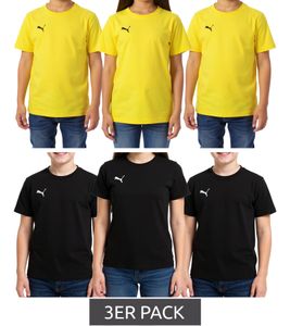 3-pack of PUMA TeamGoal 23 Casual Children's Sports Shirts for Boys and Girls, Cotton T-Shirt with Logo Embroidery, 656709, Black or Yellow 3-pack of PUMA TeamGoal 23 Casual Children's Sports Shirts for Boys and Girls, Cotton T-Shirt with Logo Embroidery, 656709, Black or Yellow