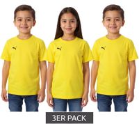 3-pack of PUMA TeamGoal 23 Casual Children's Sports Shirts for Boys and Girls, Cotton T-Shirt with Logo Embroidery, 656709, Black or Yellow