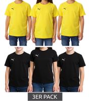 3-pack of PUMA TeamGoal 23 Casual Children's Sports Shirts for Boys and Girls, Cotton T-Shirt with Logo Embroidery, 656709, Black or Yellow