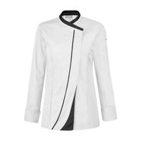 Veste de cuisine croisée femme LAFONT Safran, veste de travail, 180 g/m², vêtement de travail pour la restauration, veste de chef gastronomique, 35909447, Blanc/Noir