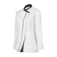 Veste de cuisine croisée femme LAFONT Safran, veste de travail, 180 g/m², vêtement de travail pour la restauration, veste de chef gastronomique, 35909447, Blanc/Noir