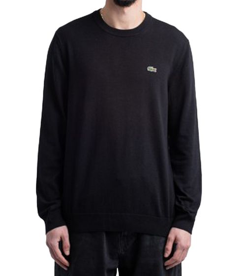 Lacoste Herren Strick-Pullover Baumwoll-Pullover mit Logo-Stickerei Langarm-Shirt AH0128 00 031 Schwarz