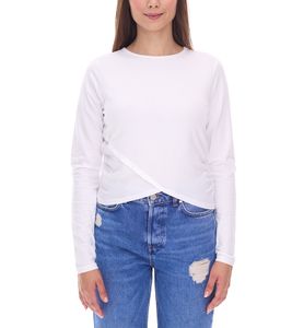 Camisa KangaROOS de manga larga para mujer, corta, cuello redondo, manga larga, sudadera cruzada 90315813 blanca Camisa KangaROOS de manga larga para mujer, corta, cuello redondo, manga larga, sudadera cruzada 90315813 blanca